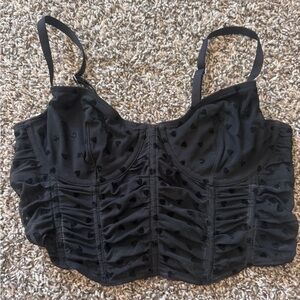 Hollister Black Ruched Heart Corset Top